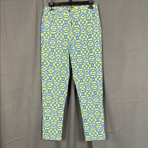 Stylish Blue and Yellow Patterned Women’s Pants Size M/8